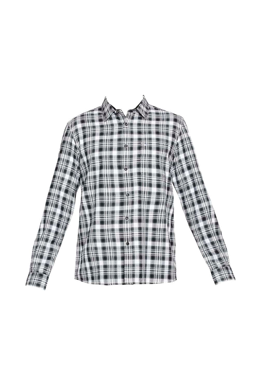 BASICS SLIM FIT GUN GREY TWILL CHECKS SHIRT