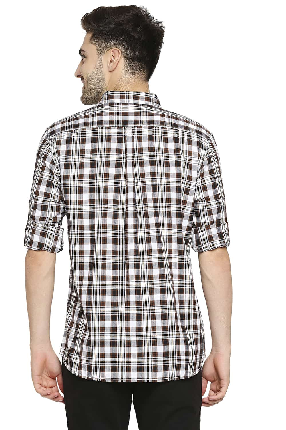 BASICS SLIM FIT TWILL CHECKS SHIRT