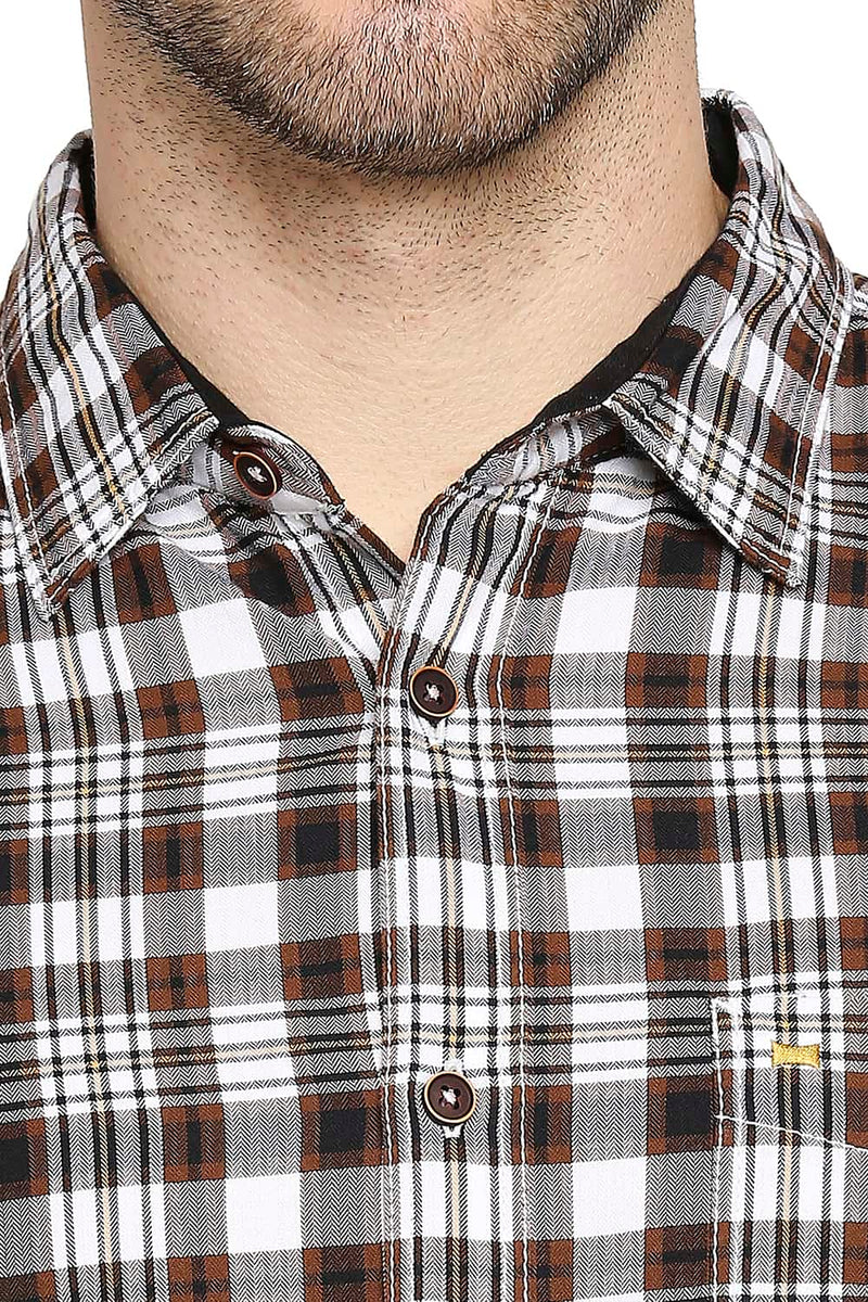 BASICS SLIM FIT TWILL CHECKS SHIRT