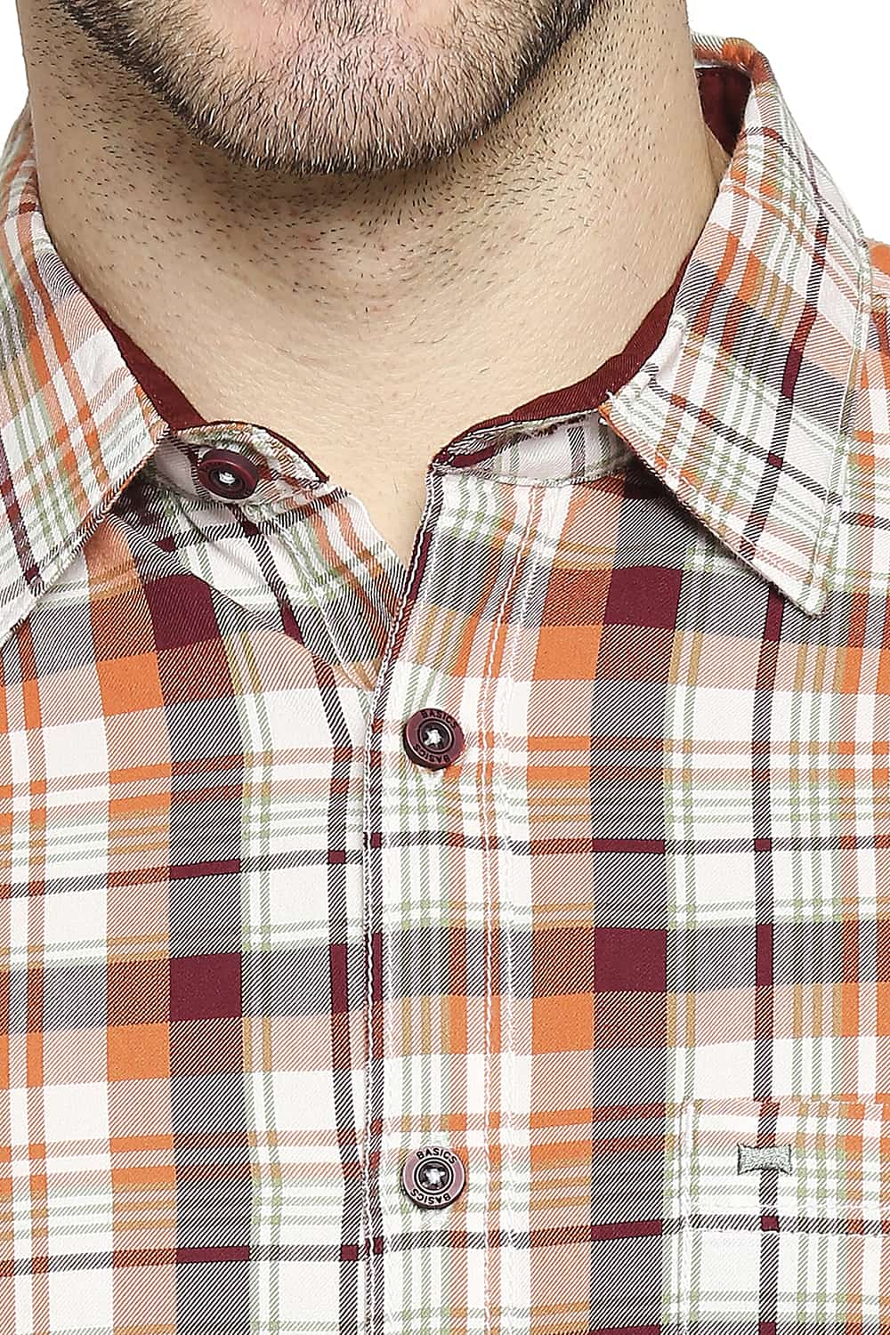 BASICS SLIM FIT TWILL CHECKS SHIRT