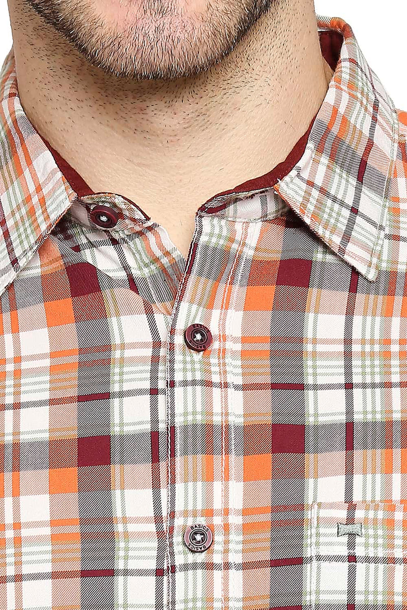 BASICS SLIM FIT TWILL CHECKS SHIRT