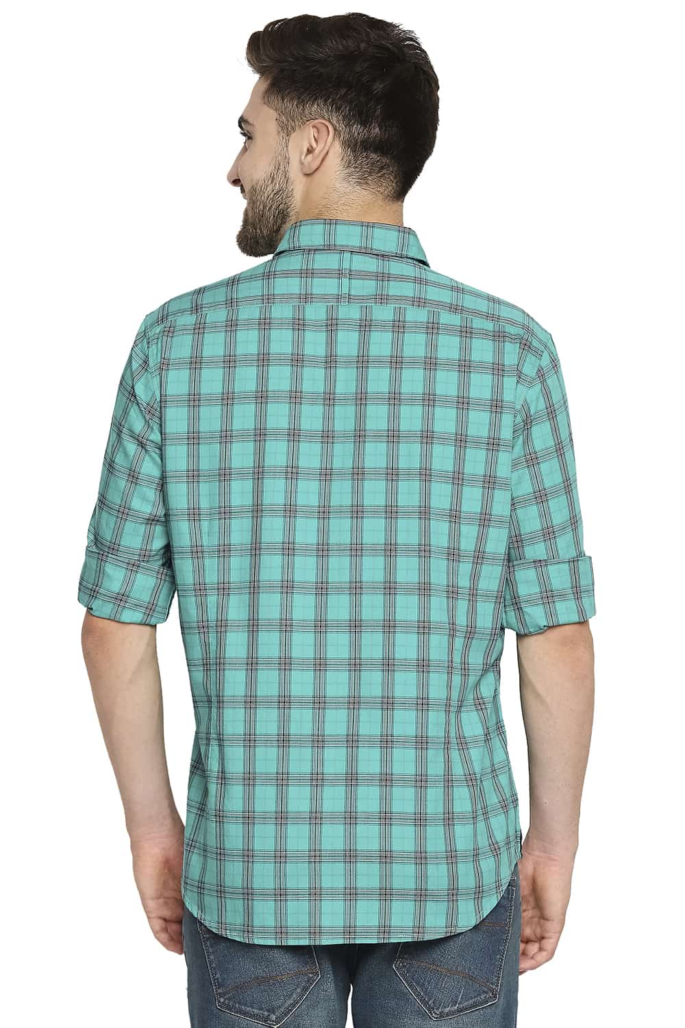 BASICS SLIM FIT TWILL CHECKS SHIRT