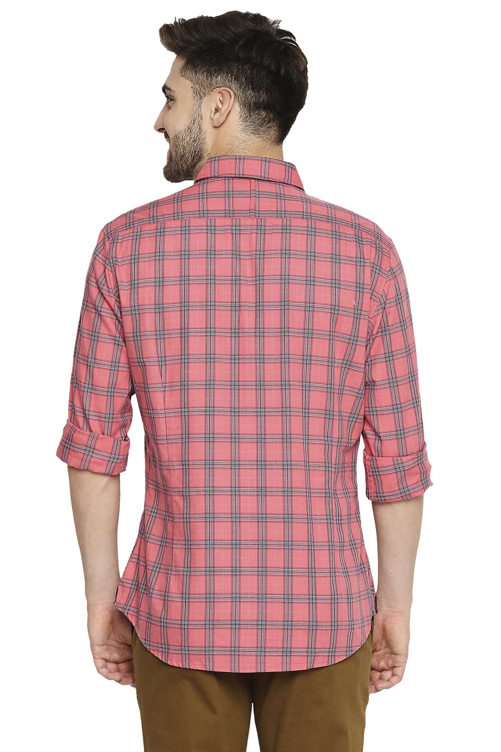 BASICS SLIM FIT TWILL CHECKS SHIRT