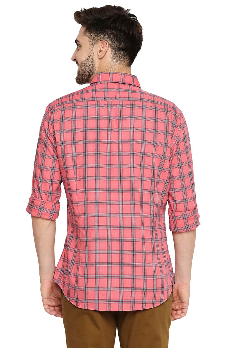 BASICS SLIM FIT TWILL CHECKS SHIRT