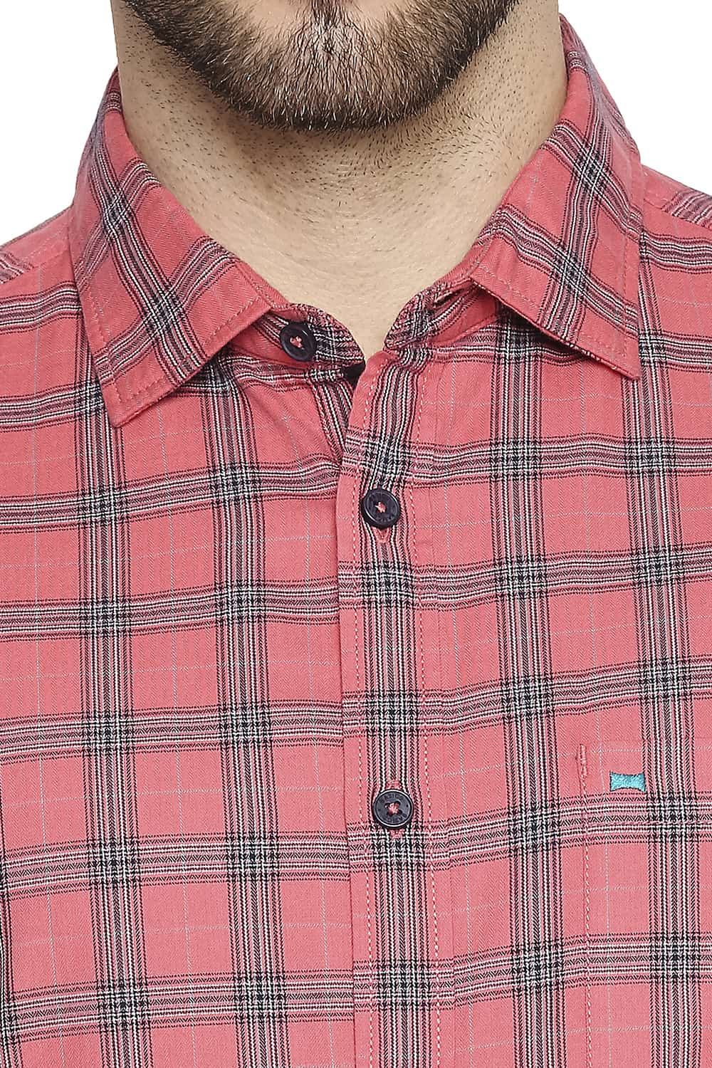 BASICS SLIM FIT TWILL CHECKS SHIRT