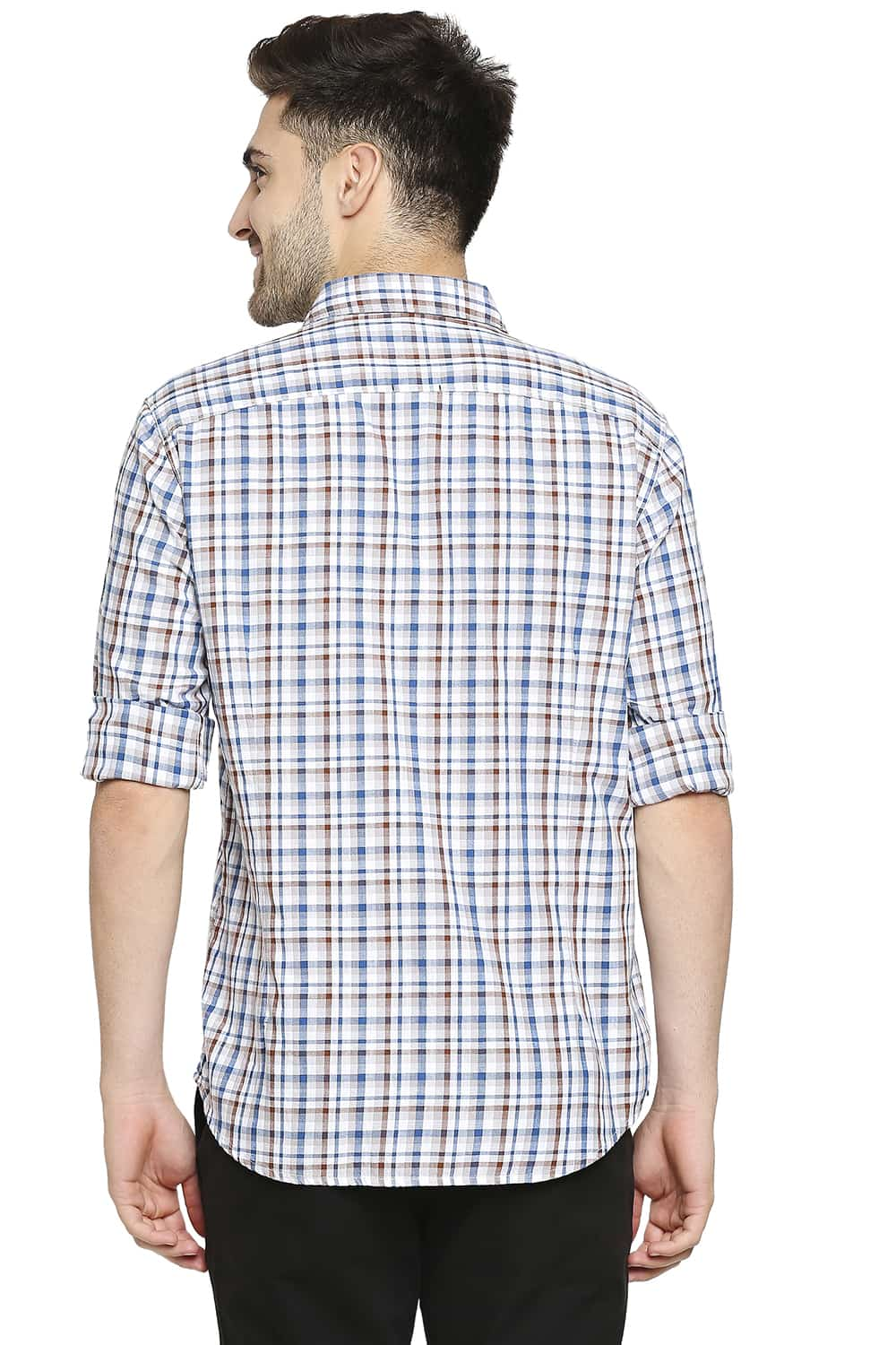 BASICS SLIM FIT TWILL CHECKS SHIRT