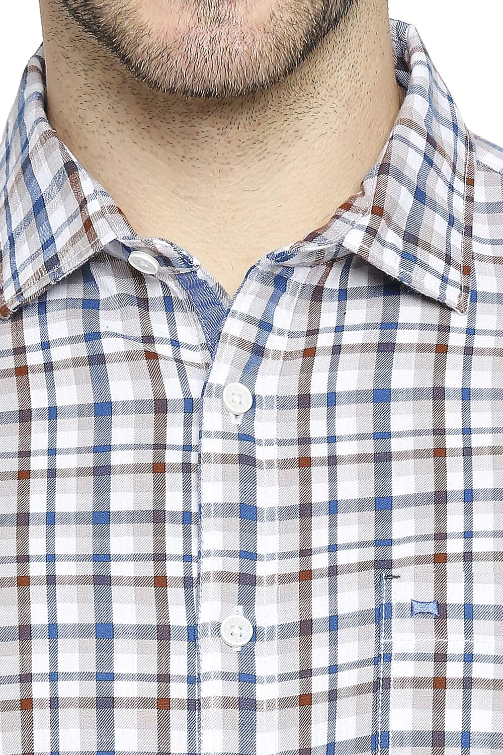 BASICS SLIM FIT TWILL CHECKS SHIRT