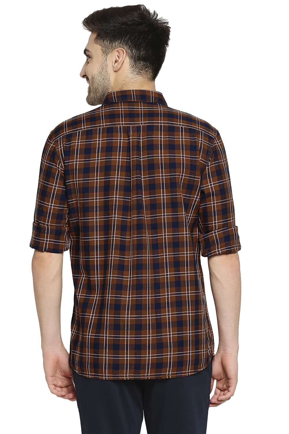 BASICS SLIM FIT TWILL CHECKS SHIRT