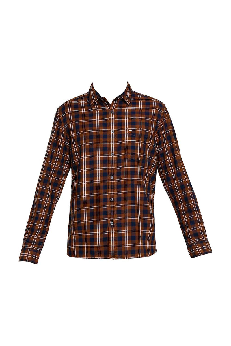 BASICS SLIM FIT TWILL CHECKS SHIRT