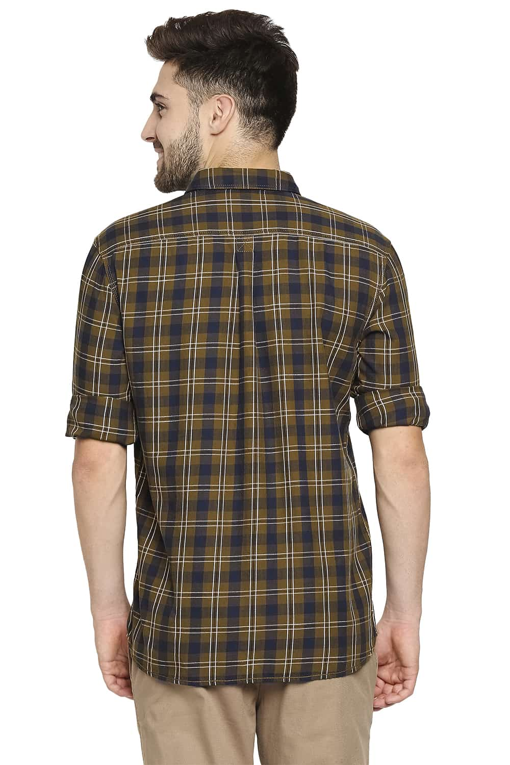 BASICS SLIM FIT TWILL CHECKS SHIRT