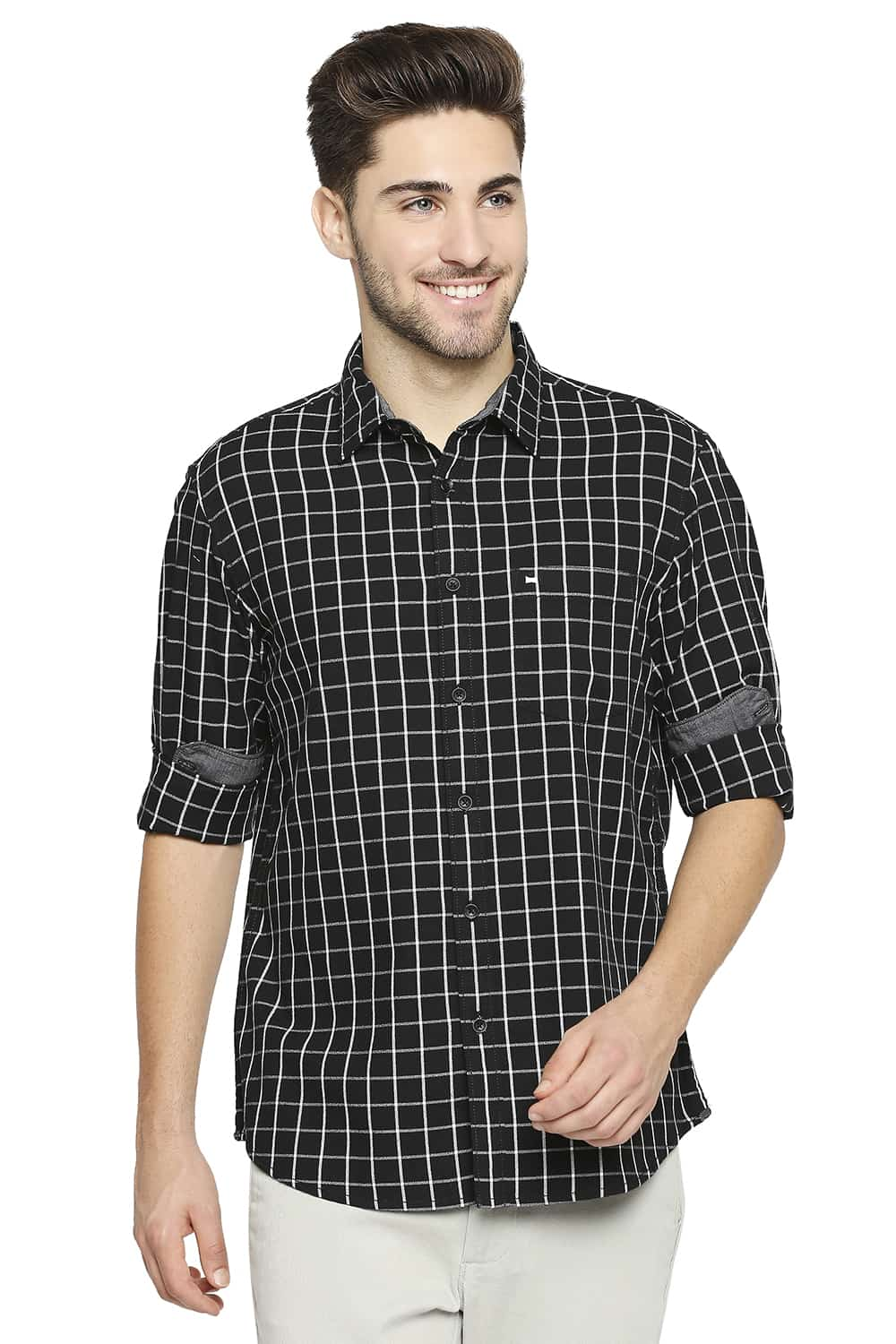 BASICS SLIM FIT CHECKS SHIRT