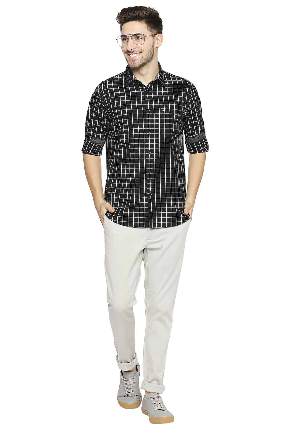 BASICS SLIM FIT CHECKS SHIRT