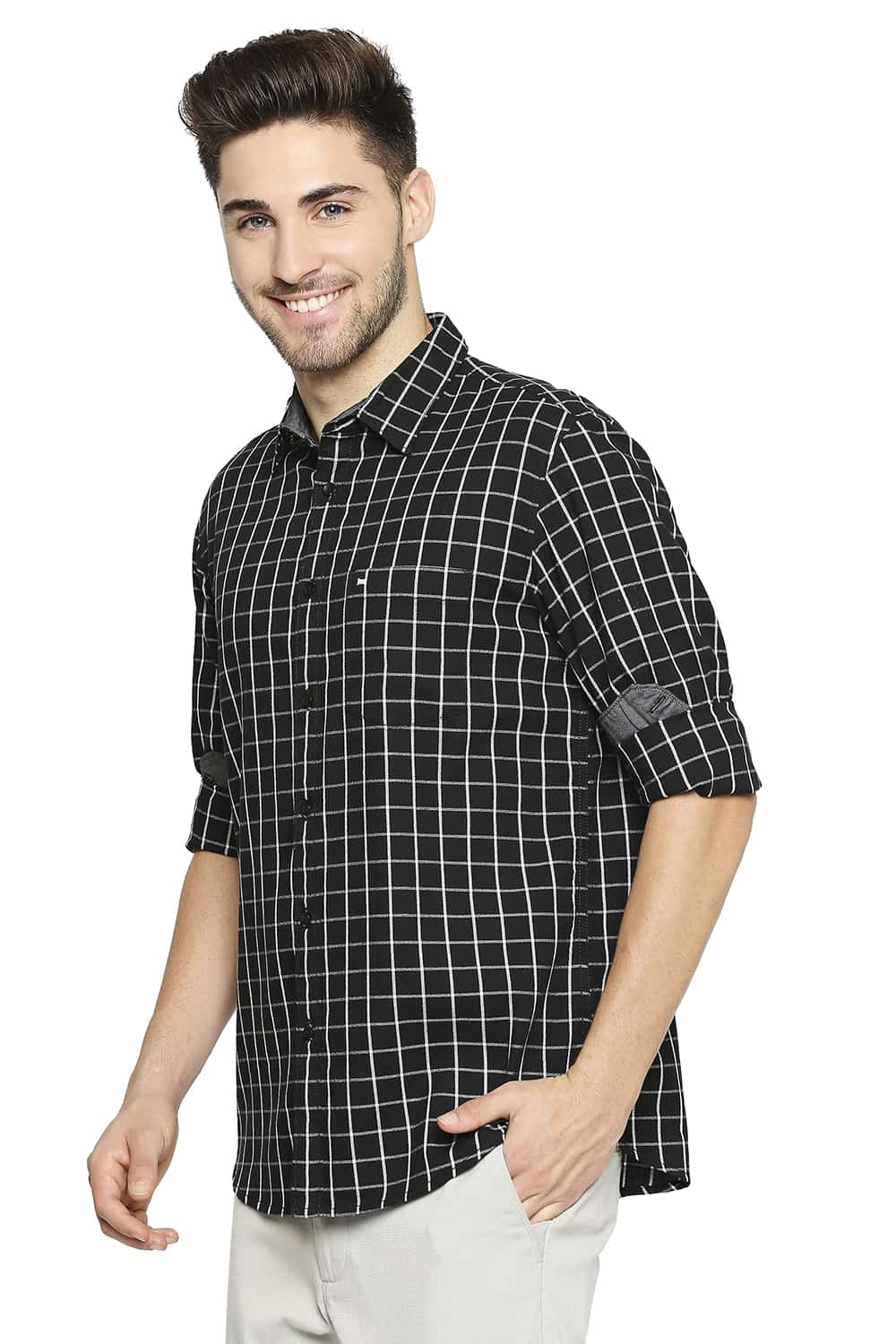 BASICS SLIM FIT CHECKS SHIRT