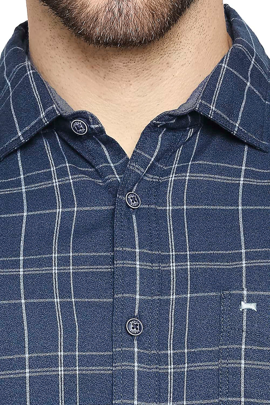 BASICS SLIM FIT SAILOR BLUE CHECKS SHIRT