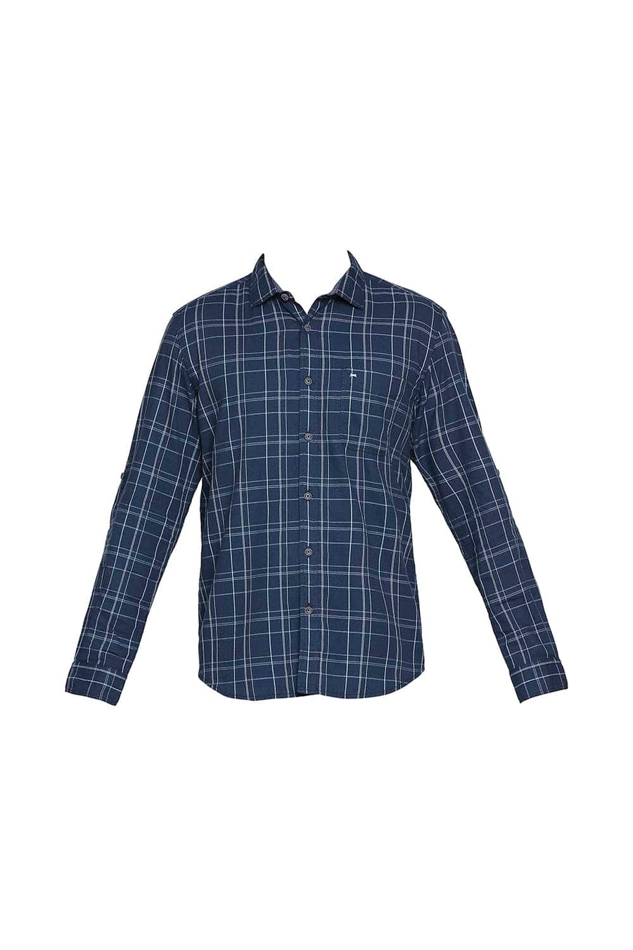 BASICS SLIM FIT SAILOR BLUE CHECKS SHIRT