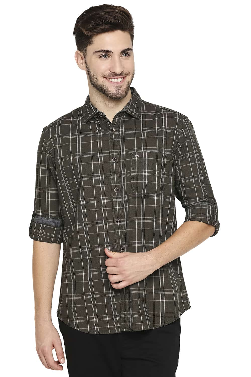 BASICS SLIM FIT CHECKS SHIRT