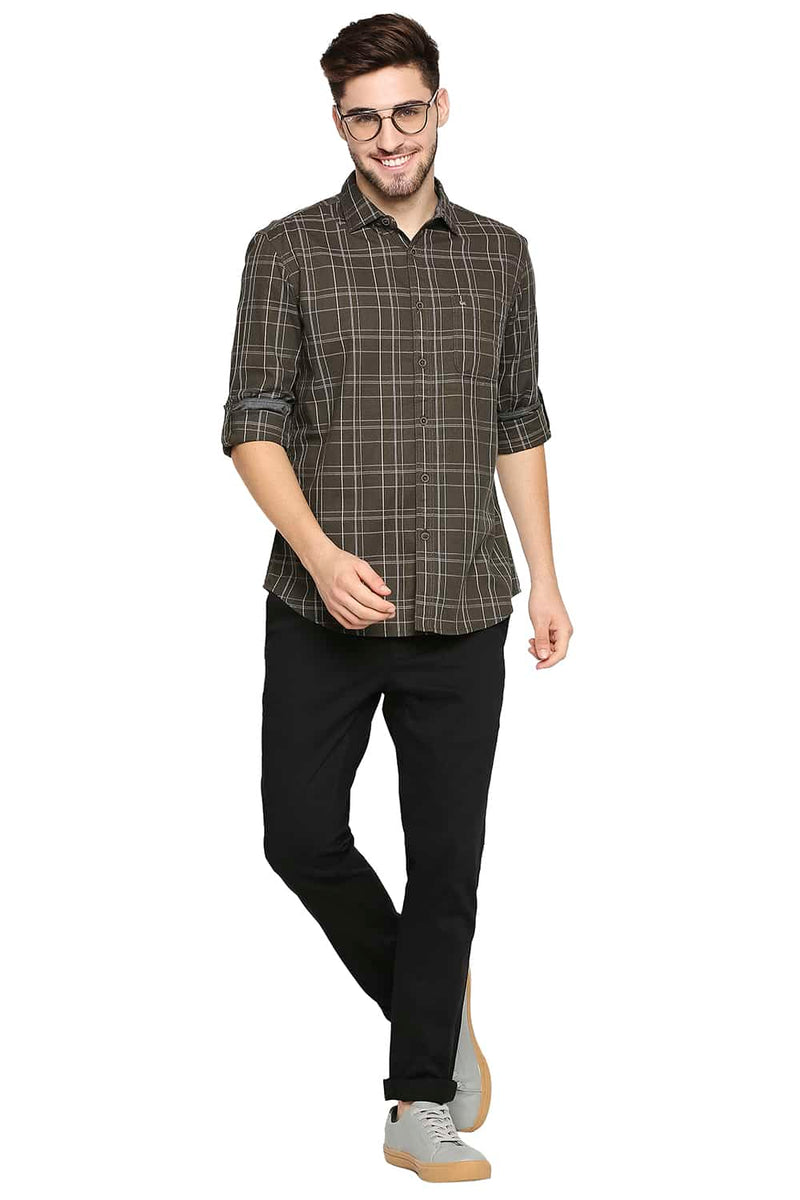 BASICS SLIM FIT CHECKS SHIRT