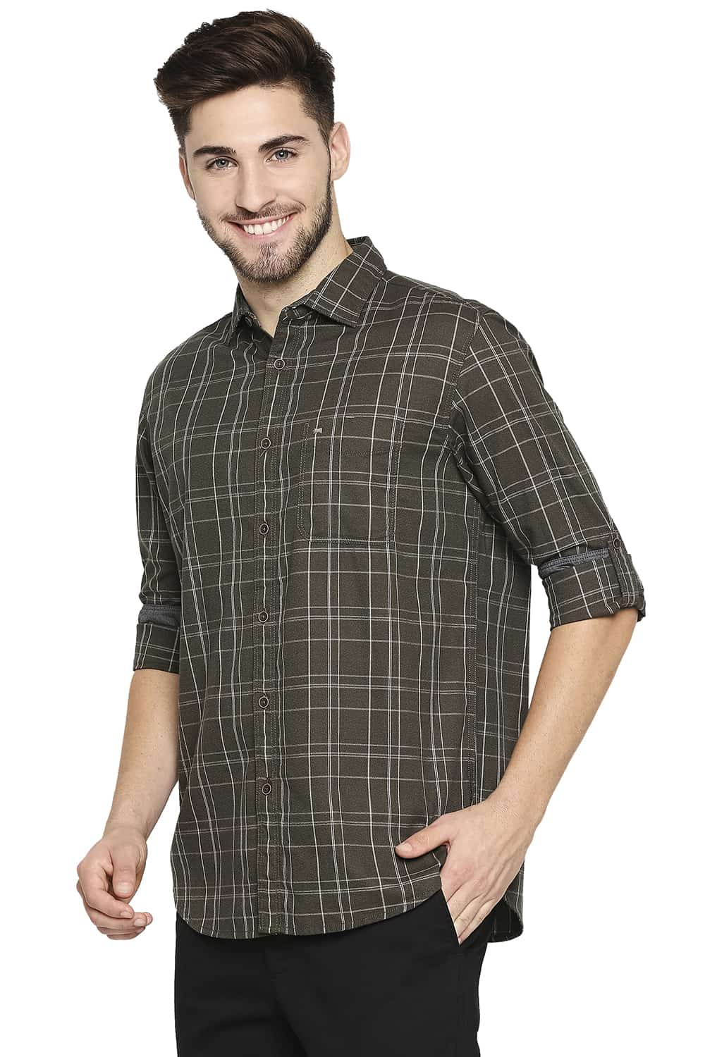 BASICS SLIM FIT CHECKS SHIRT