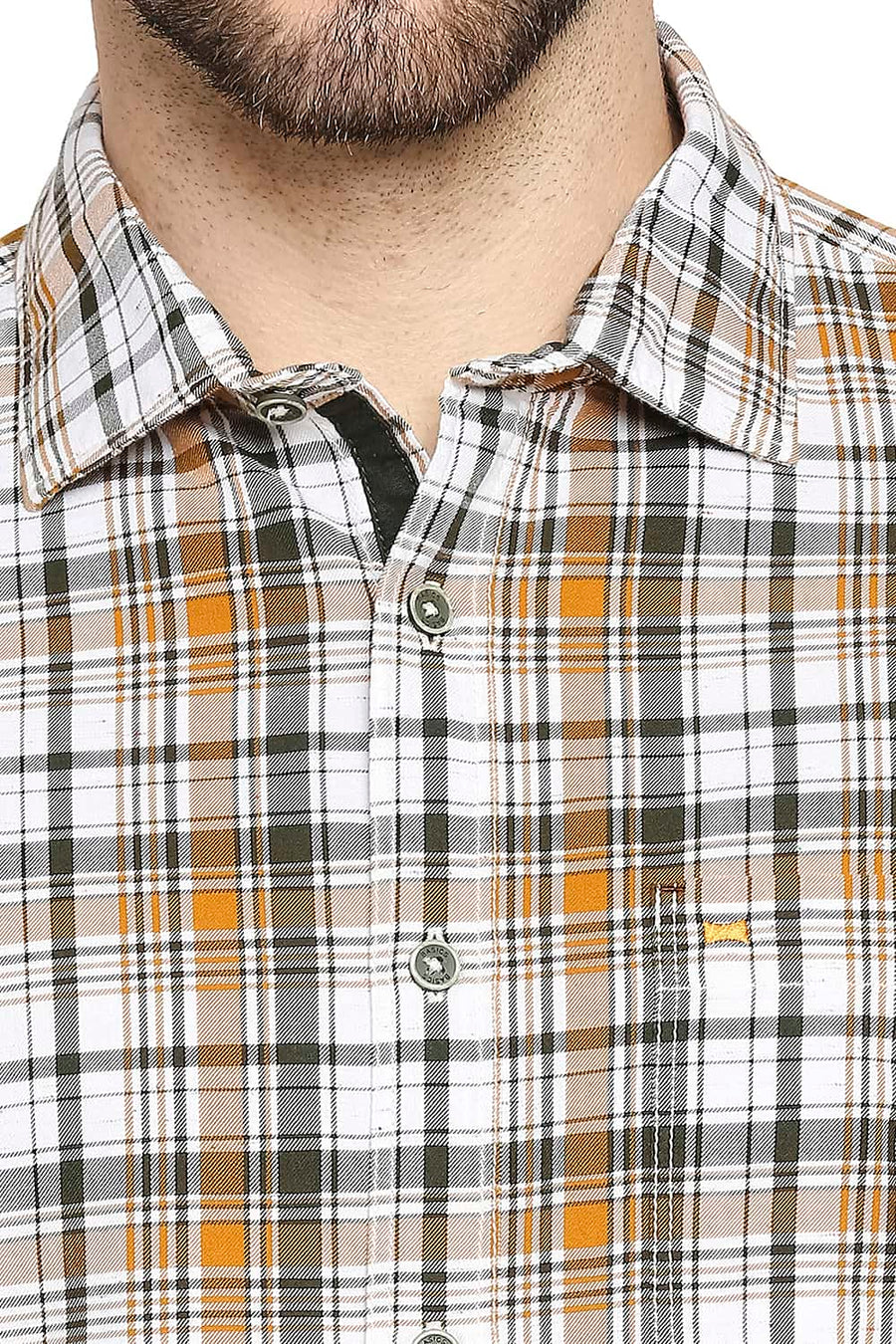 BASICS SLIM FIT BUCKTHRON YELLOW CHECKS SHIRT