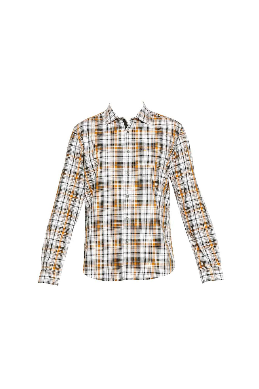 BASICS SLIM FIT BUCKTHRON YELLOW CHECKS SHIRT