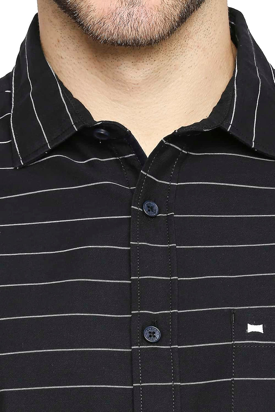 BASICS SLIM FIT PHANTOM BLACK WEFT STRIPE SHIRT