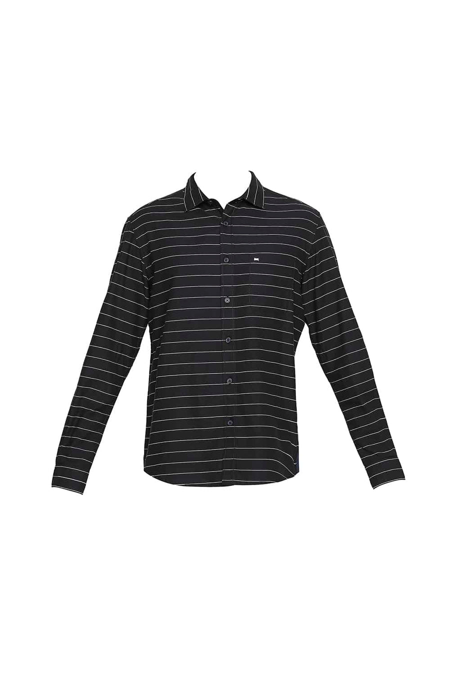 BASICS SLIM FIT PHANTOM BLACK WEFT STRIPE SHIRT