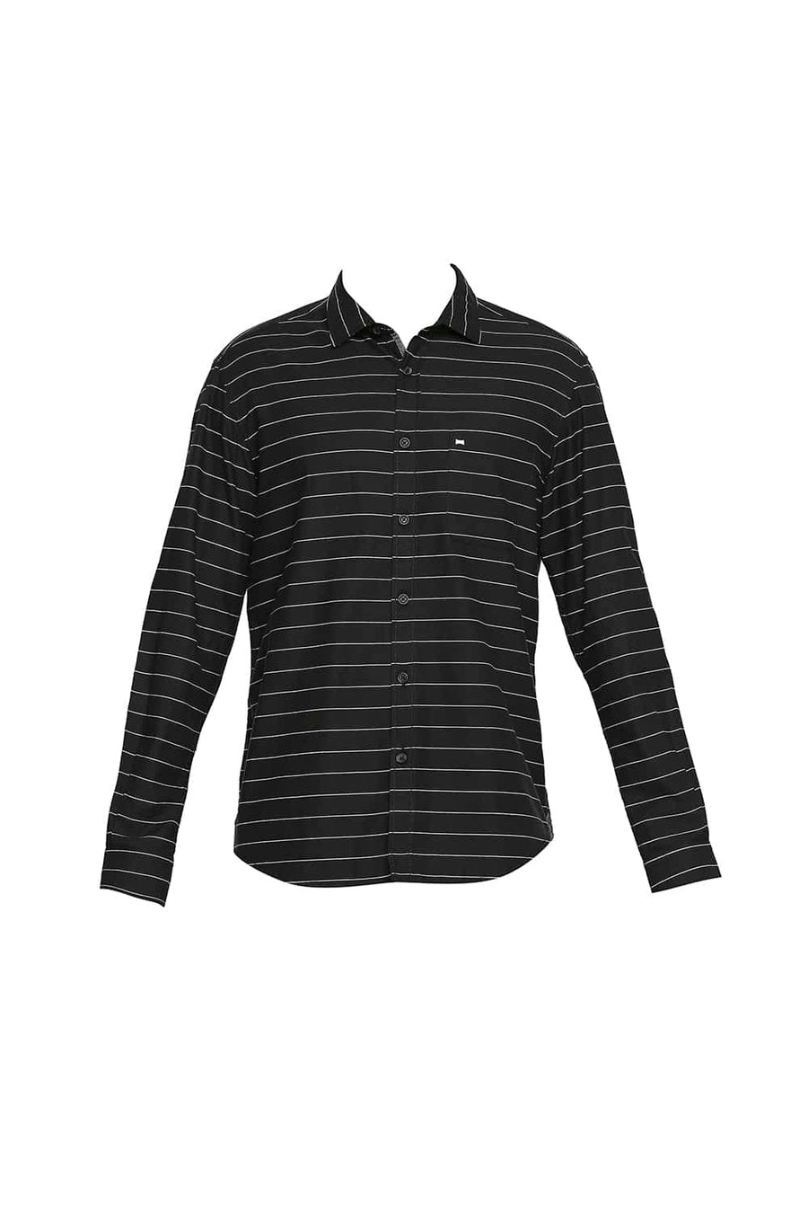 BASICS SLIM FIT MIDNIGHT NAVY WEFT STRIPE SHIRT