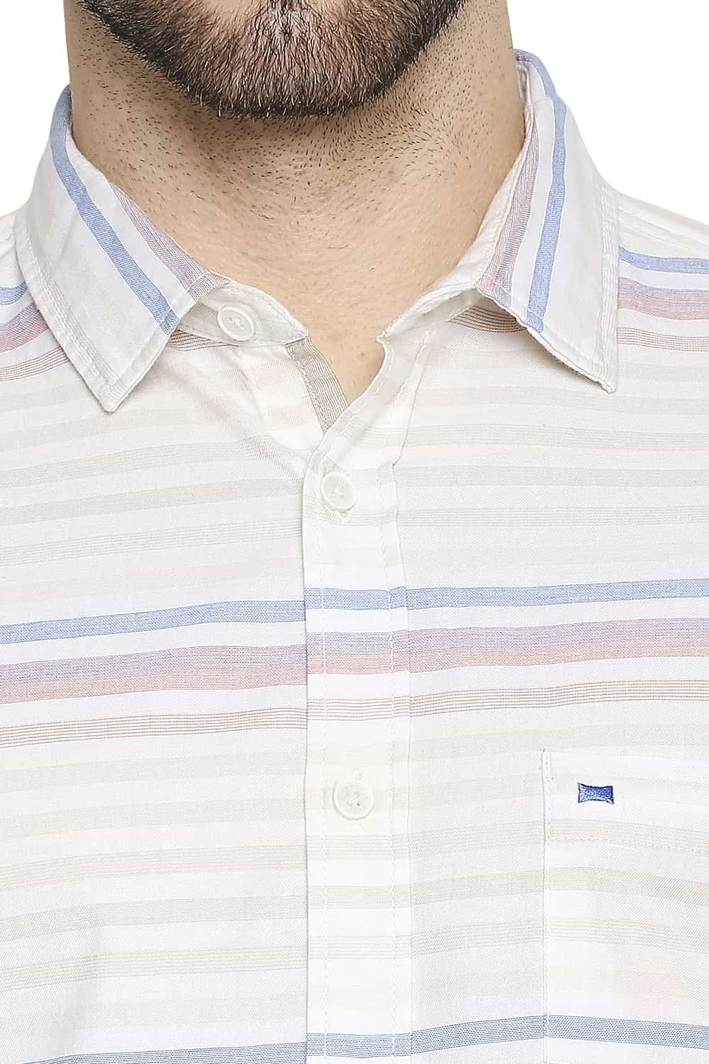 BASICS SLIM FIT WEFT STRIPE SHIRT