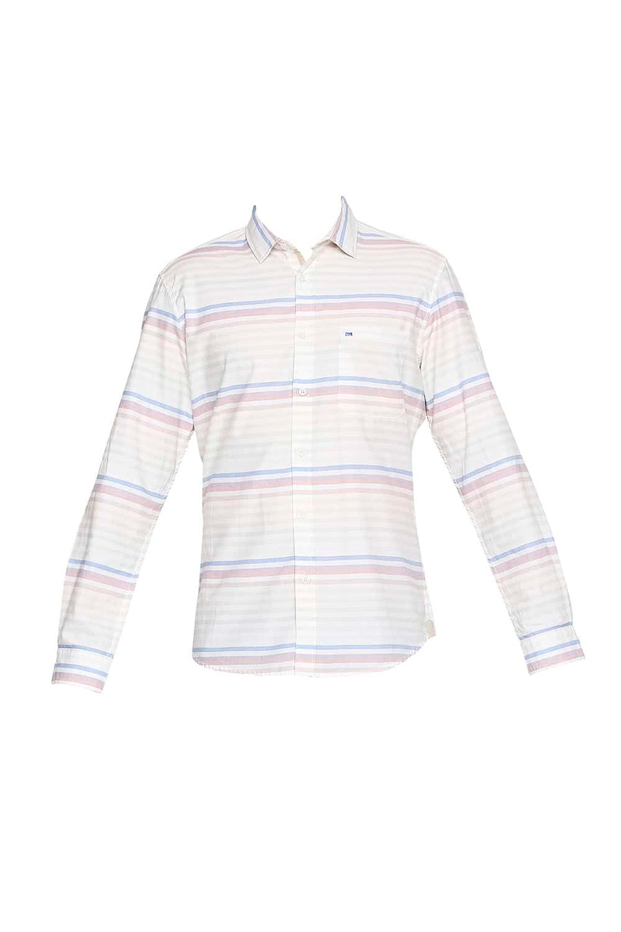 BASICS SLIM FIT DAWN ORANGE WEFT STRIPE SHIRT