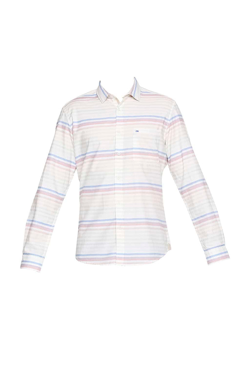 BASICS SLIM FIT WEFT STRIPE SHIRT