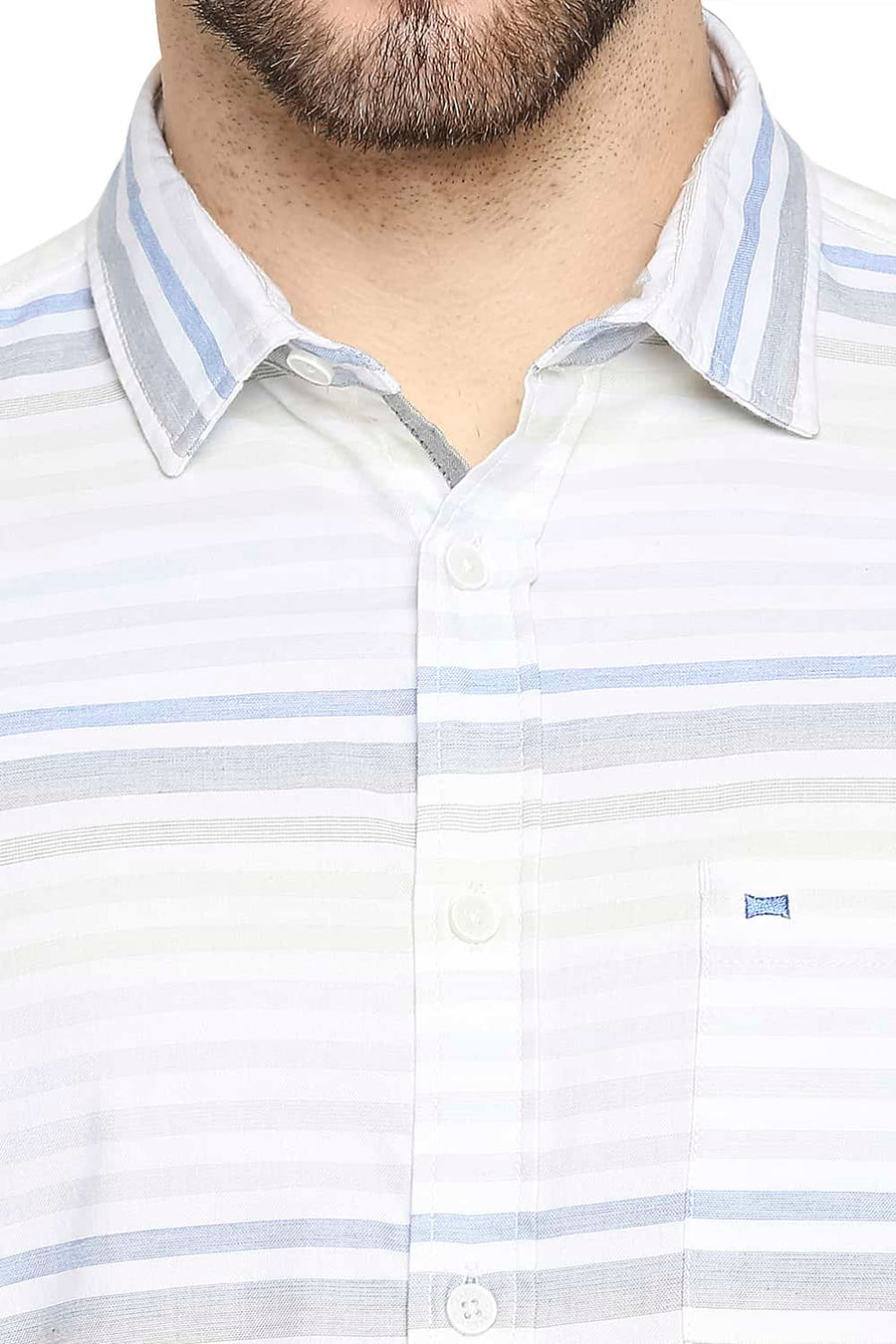 BASICS SLIM FIT GLADE GREEN WEFT STRIPE SHIRT