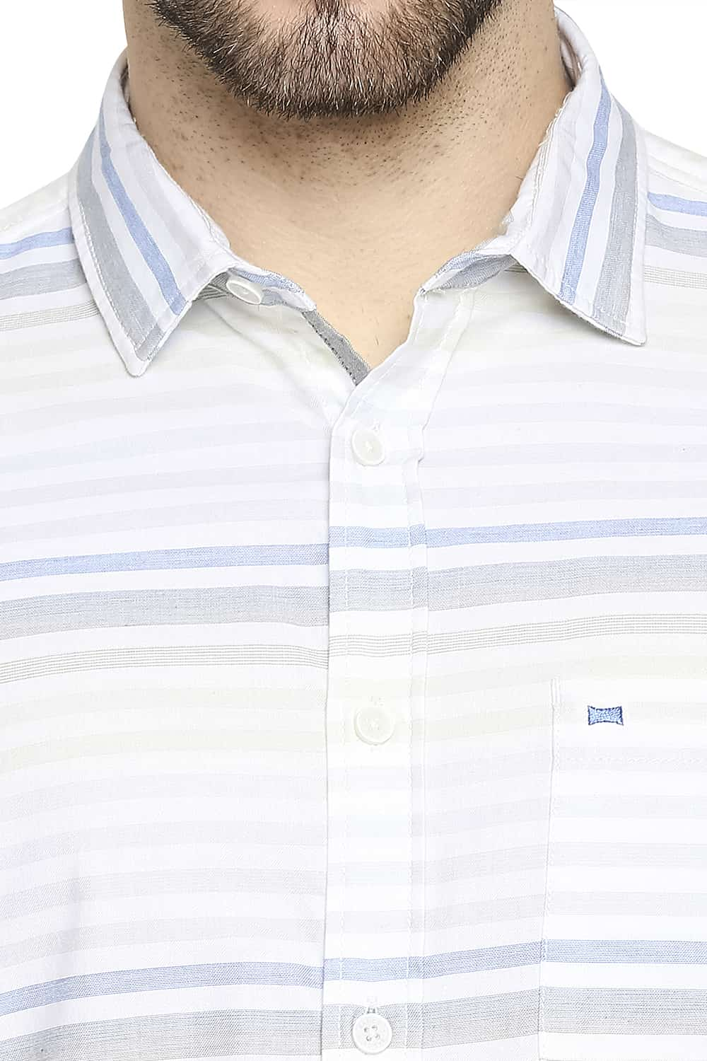 BASICS SLIM FIT WEFT STRIPE SHIRT