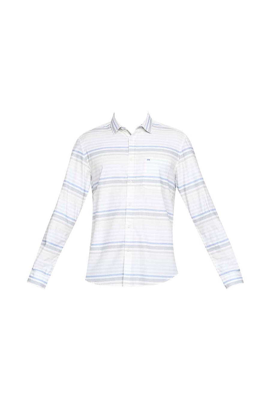 BASICS SLIM FIT GLADE GREEN WEFT STRIPE SHIRT