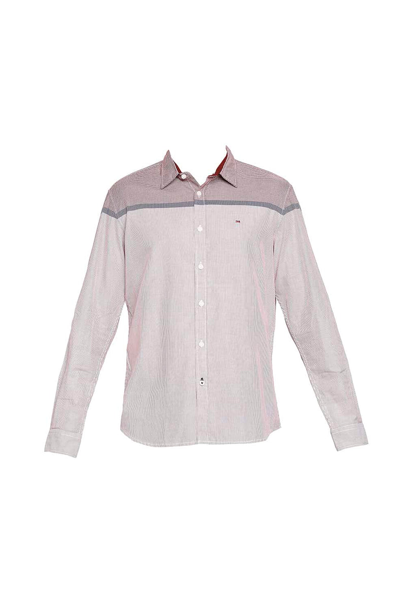 BASICS SLIM FIT ENGINEERED STRIPE SHIRT