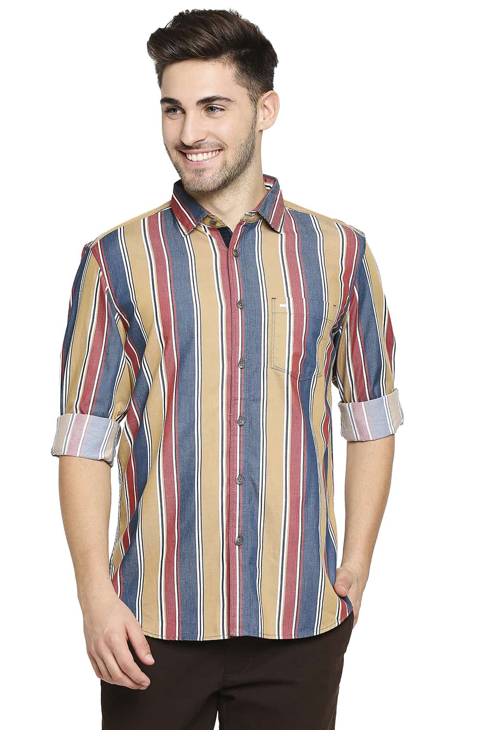 BASICS SLIM FIT STRIPE SHIRT