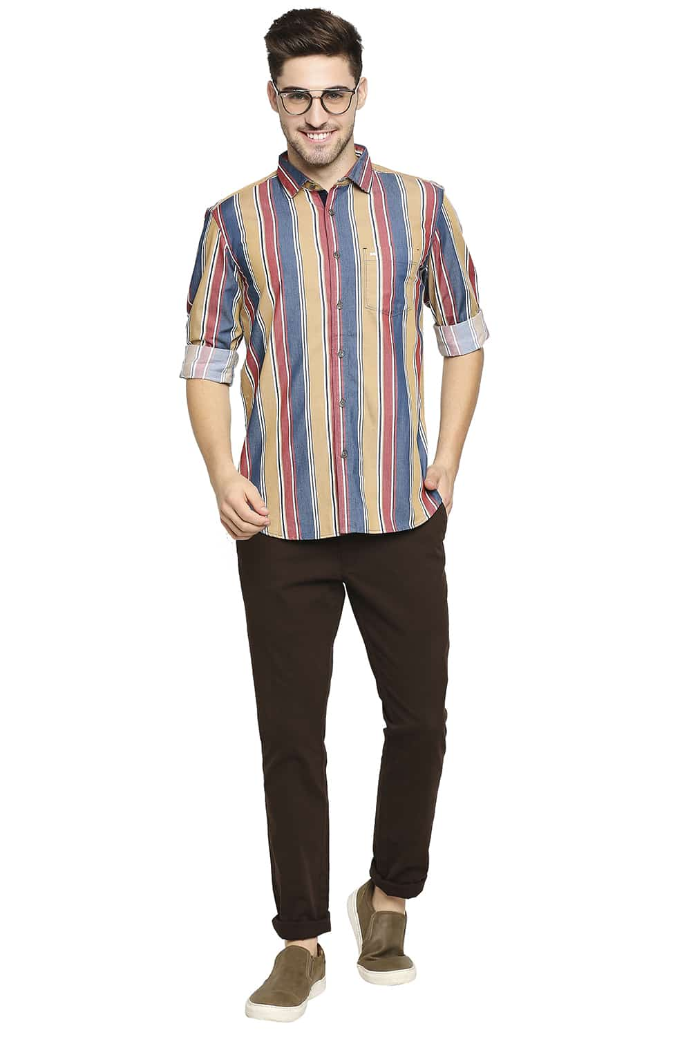 BASICS SLIM FIT STRIPE SHIRT