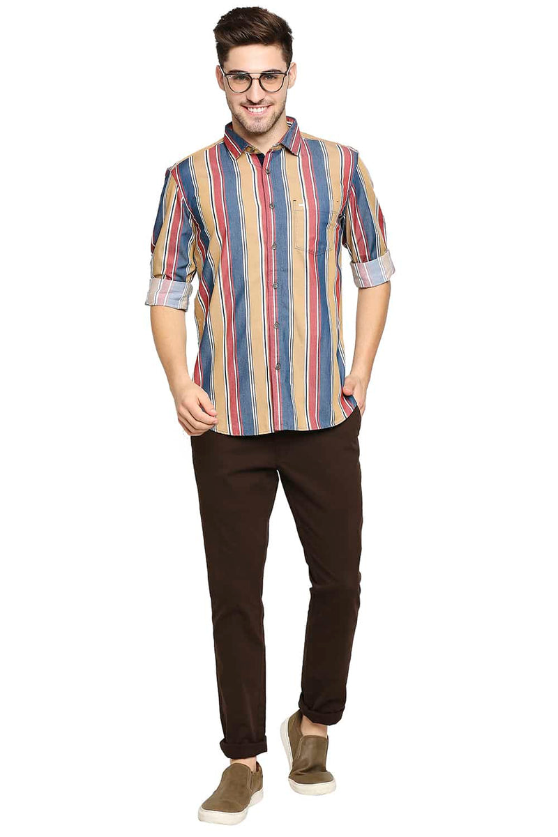 BASICS SLIM FIT STRIPE SHIRT