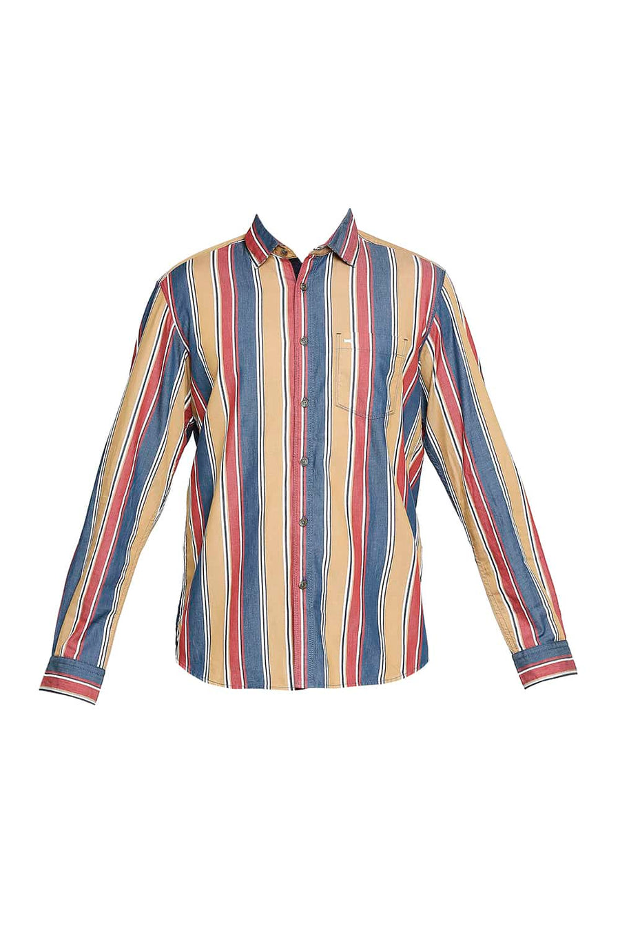 BASICS SLIM FIT ICED KHAKI STRIPE SHIRT