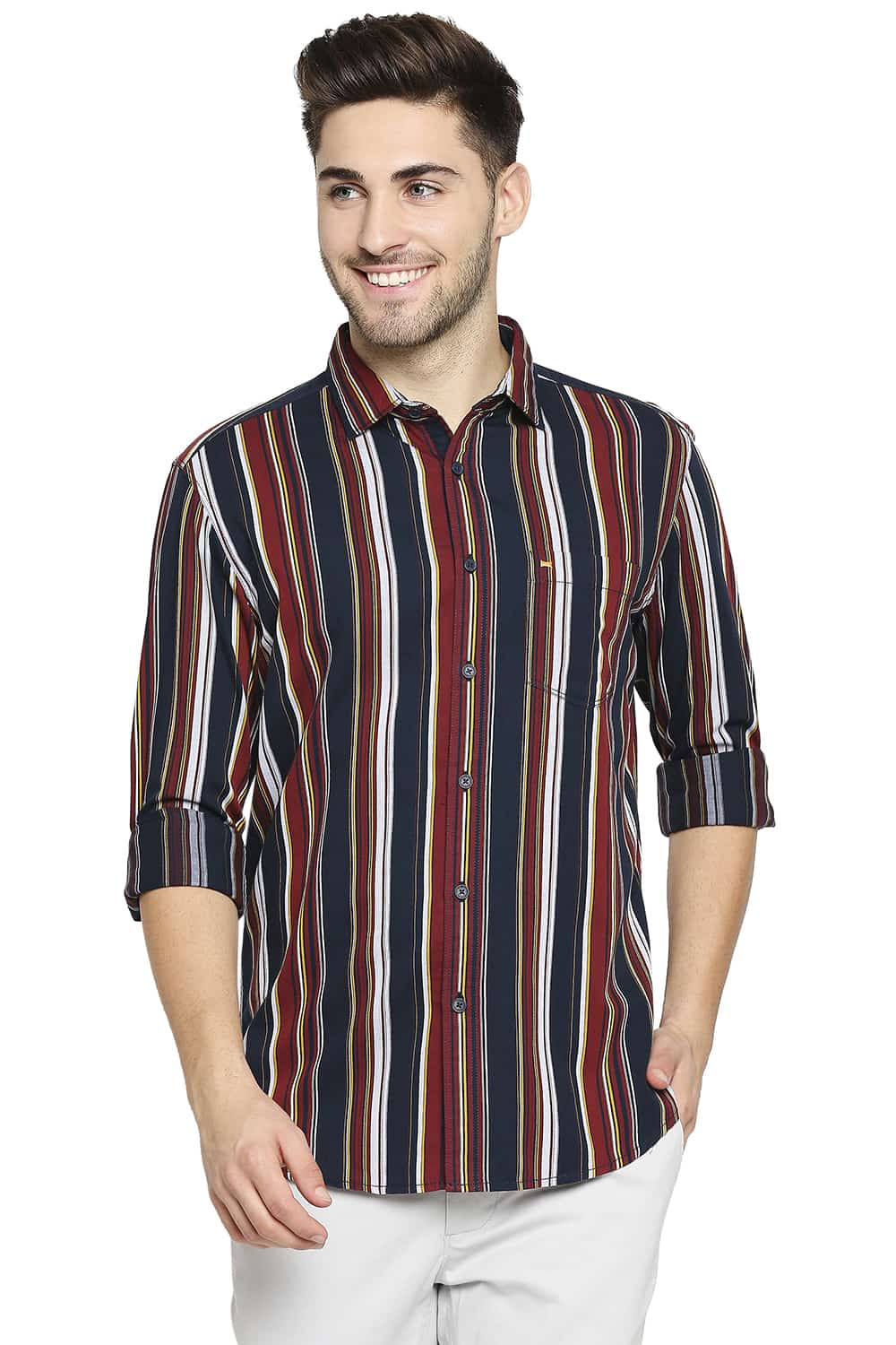 BASICS SLIM FIT STRIPE SHIRT