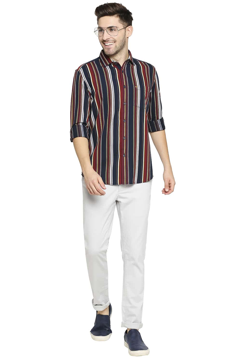 BASICS SLIM FIT STRIPE SHIRT