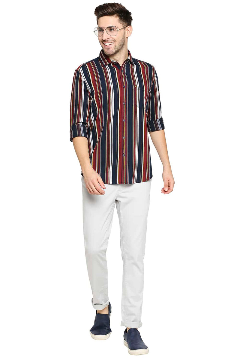 BASICS SLIM FIT STRIPE SHIRT