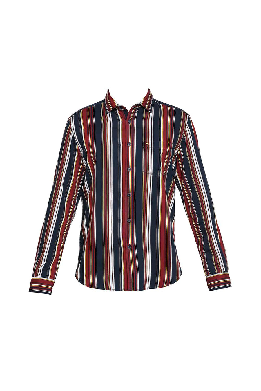 BASICS SLIM FIT SPICED MAROON STRIPE SHIRT