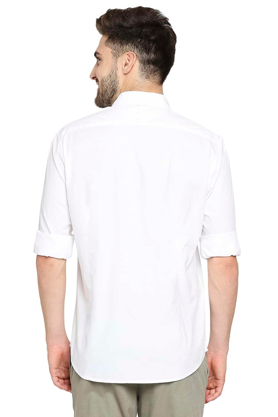 BASICS SLIM FIT LUCENT WHITE DOBBY SHIRT
