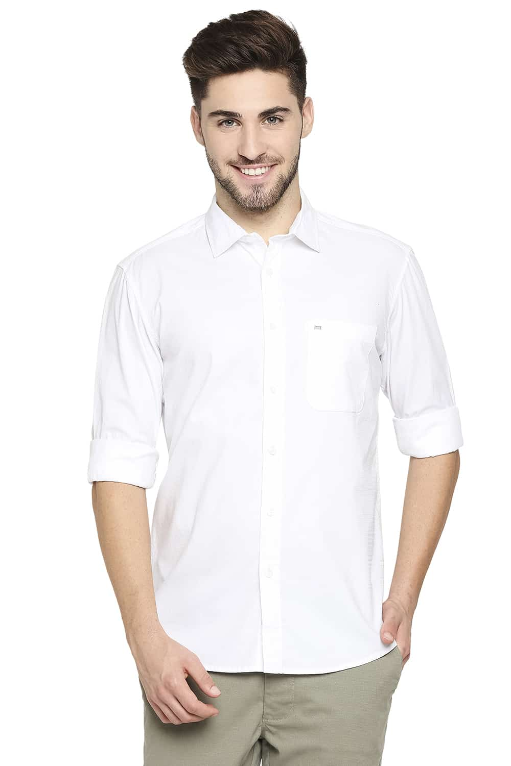 BASICS SLIM FIT DOBBY SHIRT