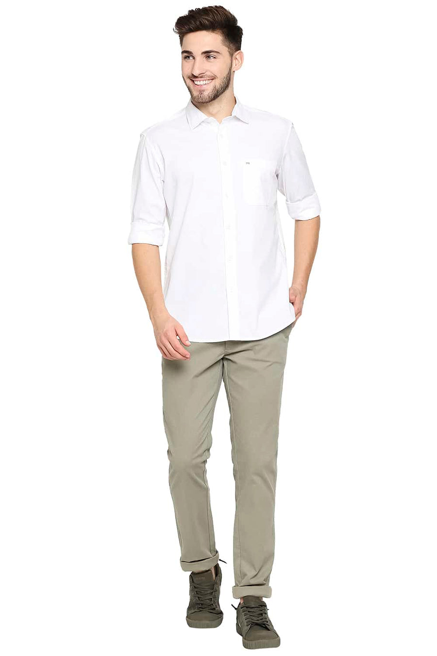 BASICS SLIM FIT LUCENT WHITE DOBBY SHIRT