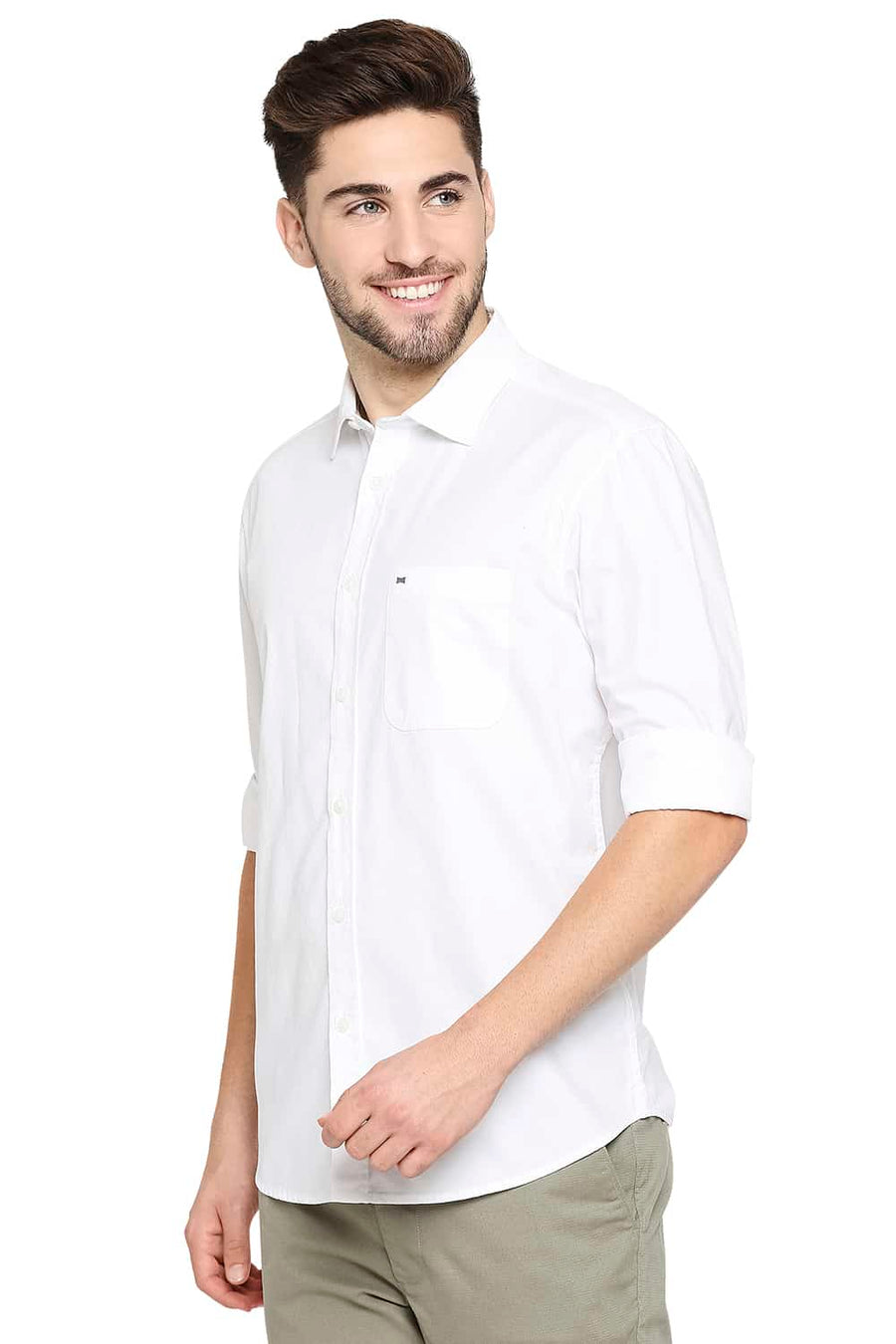 BASICS SLIM FIT LUCENT WHITE DOBBY SHIRT