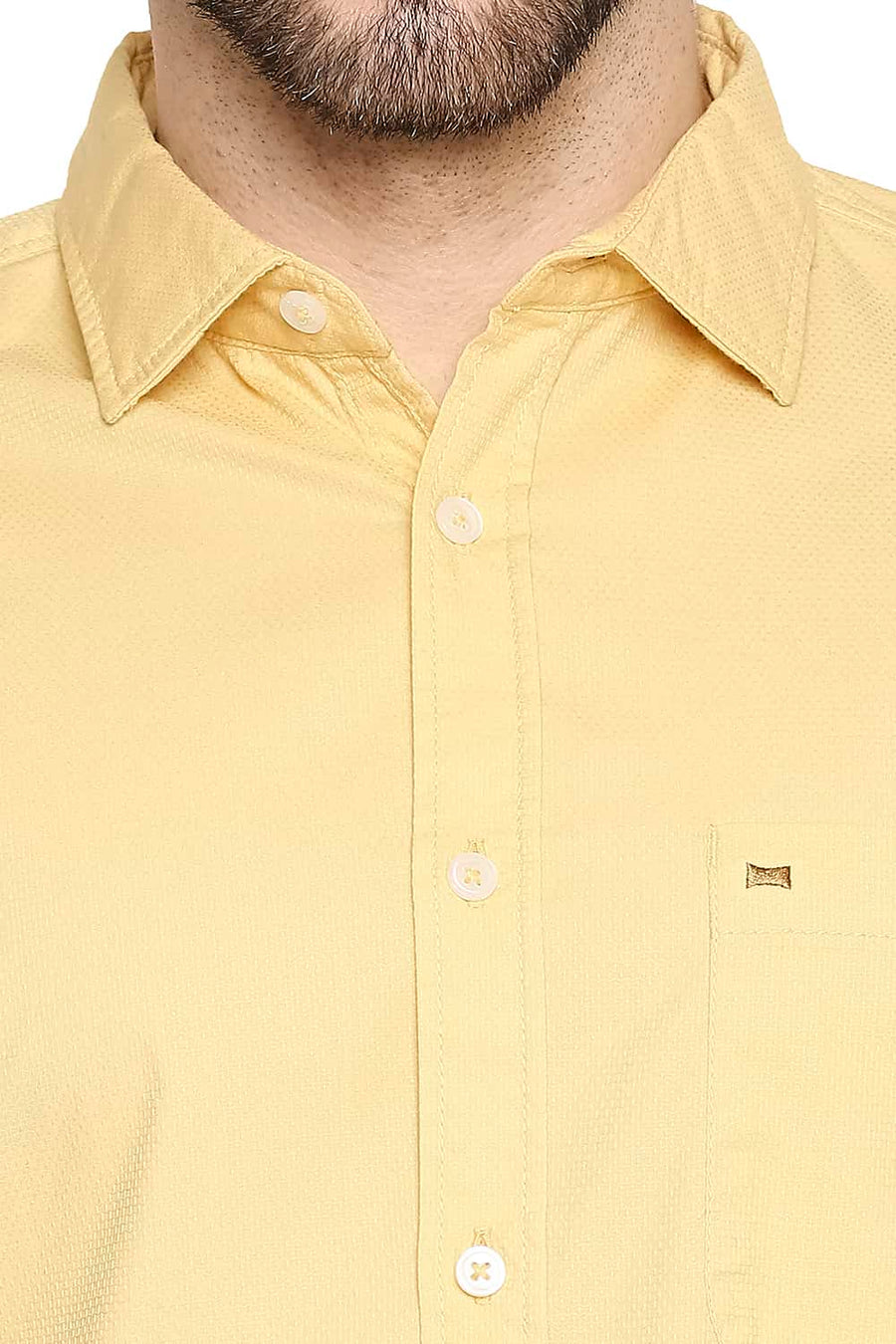BASICS SLIM FIT SAHARA YELLOW DOBBY SHIRT