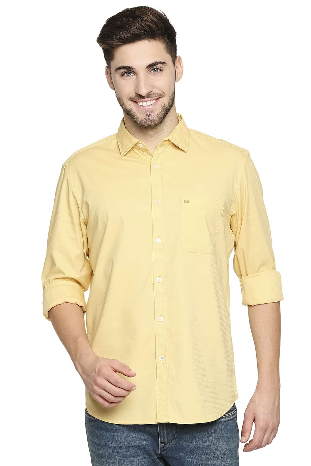 BASICS SLIM FIT DOBBY SHIRT