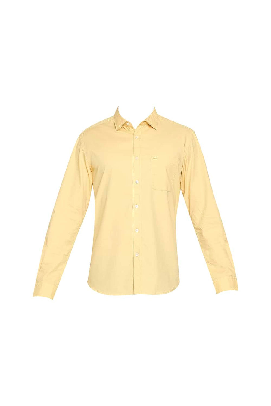 BASICS SLIM FIT SAHARA YELLOW DOBBY SHIRT