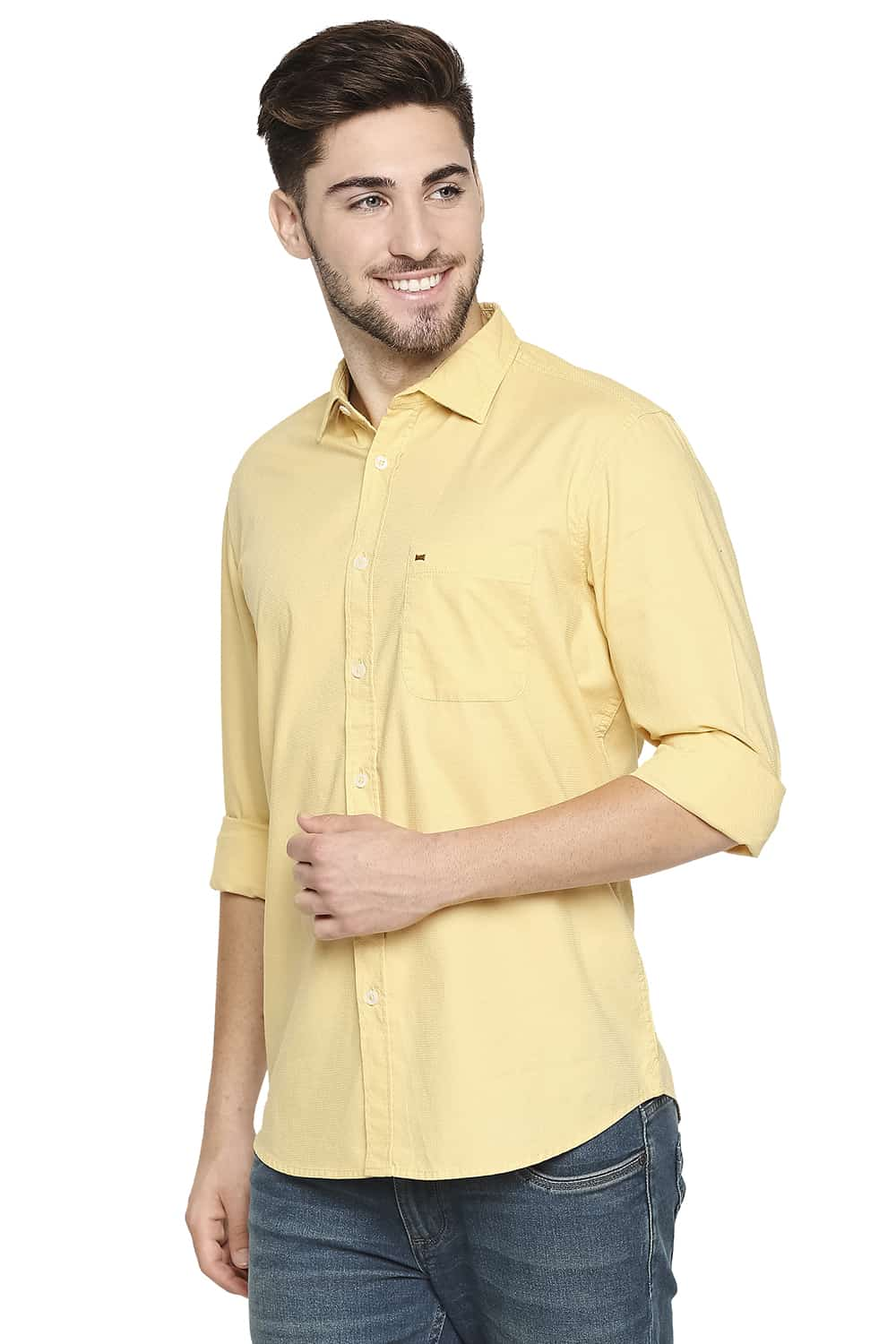 BASICS SLIM FIT DOBBY SHIRT